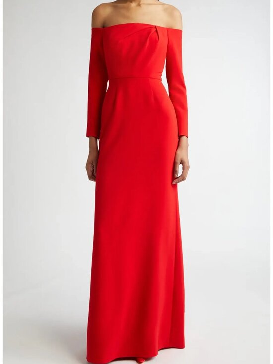 Carolina Herrera Dresses & Skirts - Carolina Herrera Draped Off the Shoulder Long Sleeve Gown